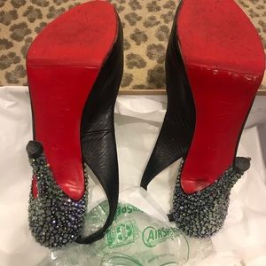 Louboutin sling back heels with Swarovski crystals